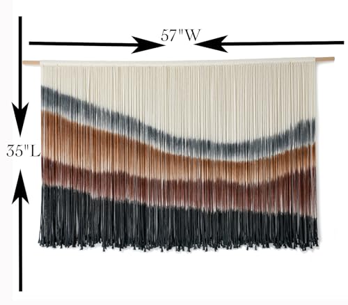 Coffee Boho Macrame Wall Hanging Tapestry - Large 57x35 Inches Home Decor