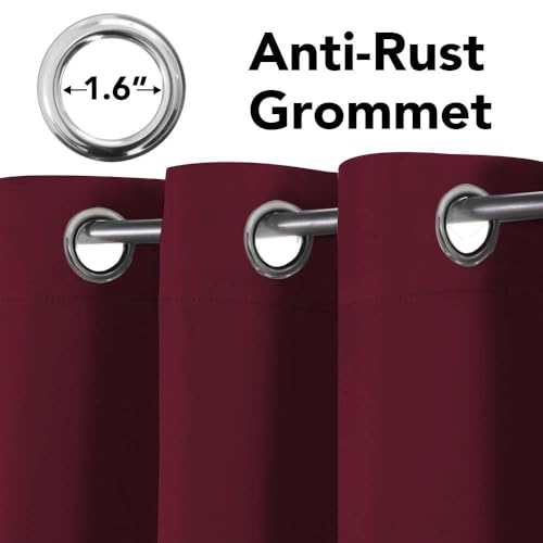 H.VERSAILTEX Burgundy Christmas Curtains 42x84 Inches - Pack of 2 Thermal Room Darkening Window Drapes