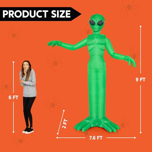 9FT Tall Halloween Inflatable Alien Outdoor Decoration with Built-in LEDs