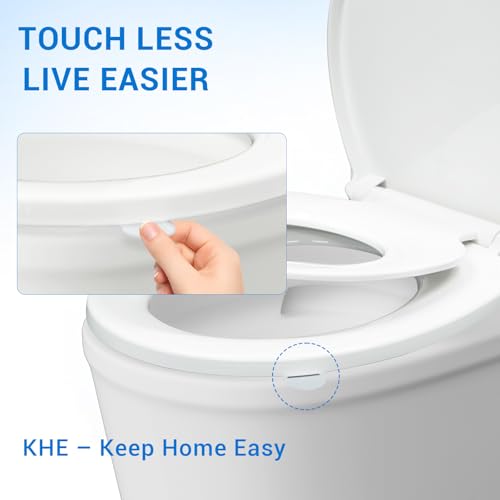 Elongated Toilet Seat with Child Seat - Soft Close & No-Touch Handle, 18.5 Inch, White