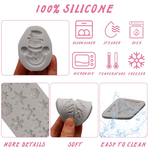 Christmas Silicone Mold Set for Cake Decoration Snowflakes Snowman 4pcs
