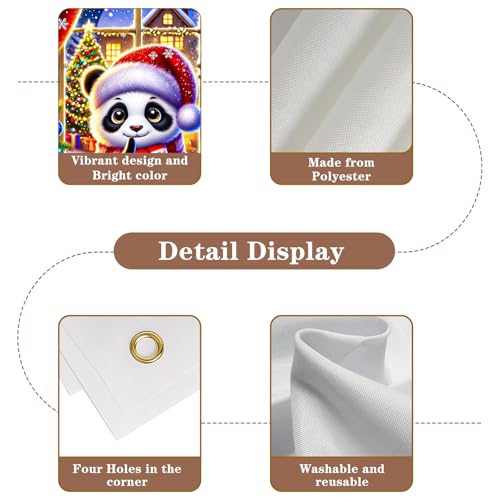 Nuxovilar 31x47 in Panda Christmas Window Cover, Polyester, UJ98993