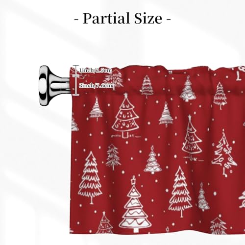 Miaoquhe Christmas Tree Snowflake Window Valance 54x18 Inches - Festive Farmhouse Holiday Curtain