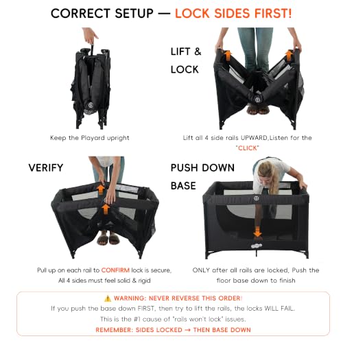 Portable Baby Playpen Pack and Play Foldable Travel Crib - Black