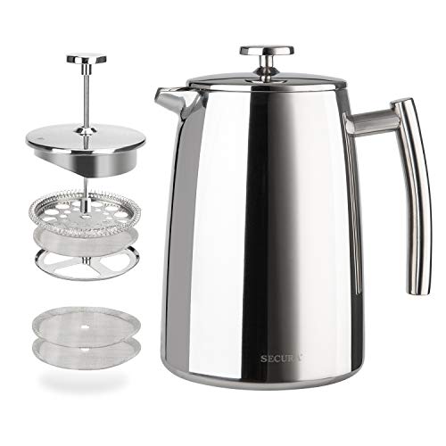 34-Ounce Stainless Steel French Press Coffee Maker with Extra Screen