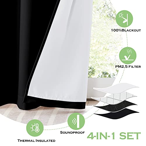 KGORGE 52W x 84L Black Soundproof Thermal Insulated Blackout Curtains (Pack of 2)
