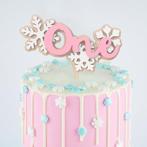 Wooden Snowflake First Birthday Cake Topper – Winter Onederland Theme, Rustic Snowflake Decor