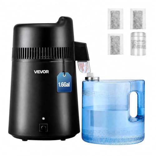 VEVOR Black 6L Water Distiller for Home Use, 900W Stainless Steel & BPA-Free Container
