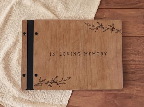 Funeral Guest Book with Pen - Memory Wooden Memorial Book for Funeral Service