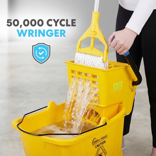 SIMPLI-Magic 2-Pack 26 Quart Commercial Mop Buckets with Wringer, Yellow