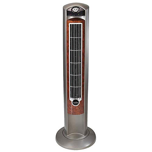 Lasko 42-Inch Oscillating Tower Fan with Remote - Gray/Woodgrain, Quiet & Powerful Cooling