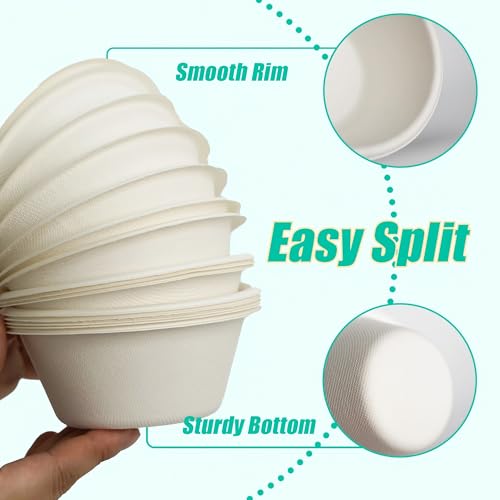 White 8oz Compostable Paper Bowls Bulk - Eco-Friendly, Heavy Duty, Microwave Safe
