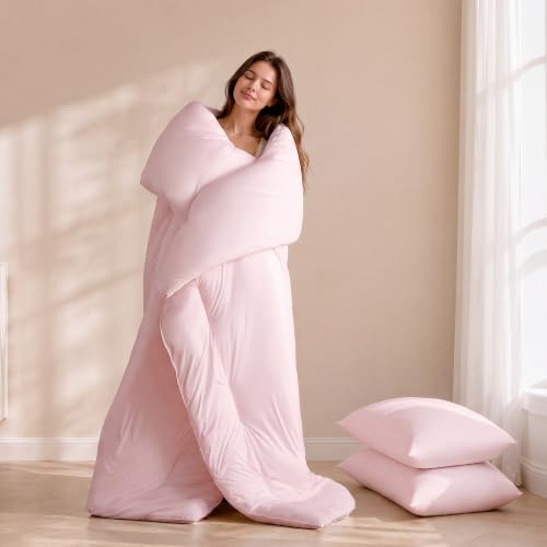 King Size Fluffy Pink Comforter Set - 3 Pieces Cloud-Like Bedding