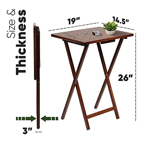 PJ Wood 5-Piece Wooden Folding TV Tray Table Set - Honey Oak Snack Tables