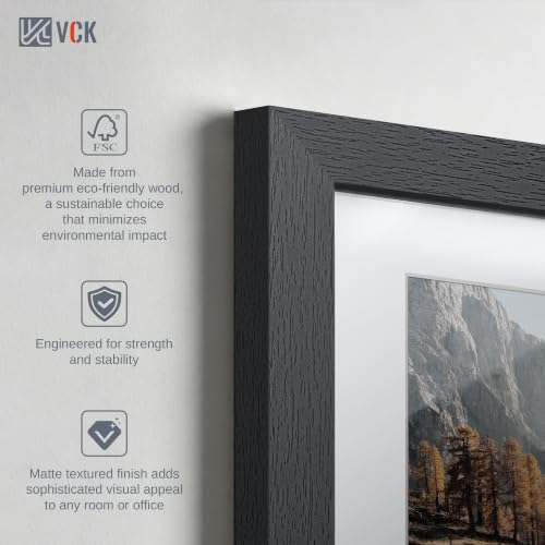 VCK 18x24 Poster Frame Set - Black Wood 5 Pack with 16x20 Mat - Gallery Wall