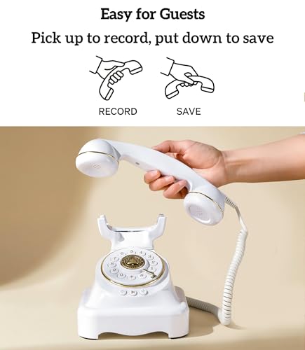 RetroVox Audio Guest Book Wedding Phone & Signage - White & Sign Holder E