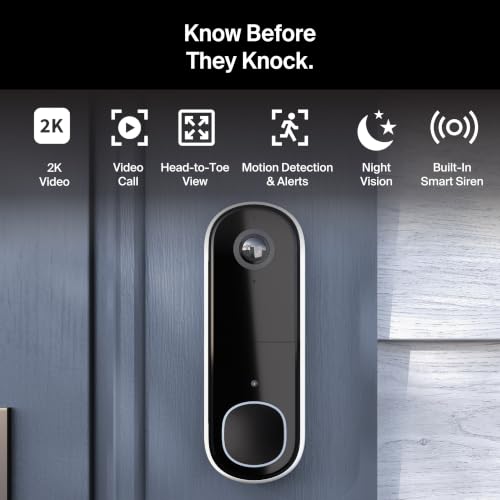Wireless or Wired Video Doorbell Camera 2K - 1 Count / Doorbell Only