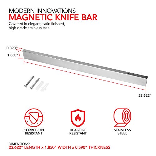 24-Inch Stainless Steel Magnetic Knife Holder - Wall & Fridge Mount, Modern Kitchen Organizer