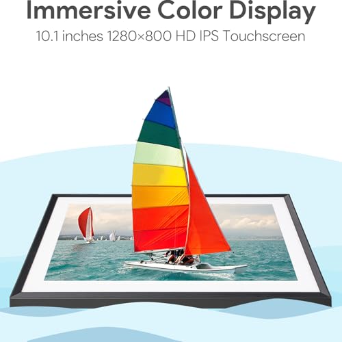 Euphro 10.1-Inch Digital Photo Frame with 32GB Storage, Touch Screen, WiFi Sharing