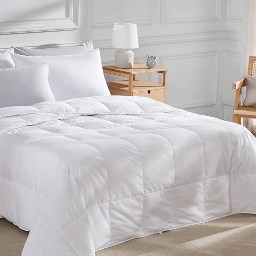 Pacific Coast White Twin Size Goose Feather Down Fiber Comforter Summer Duvet Insert, Ultra Soft & Breathable
