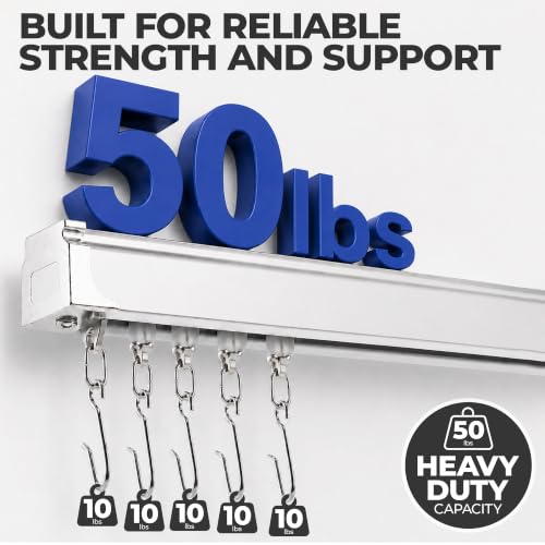 Jos & Haz 16.4ft Aluminum Ceiling & Wall Curtain Track - White, Heavy Duty