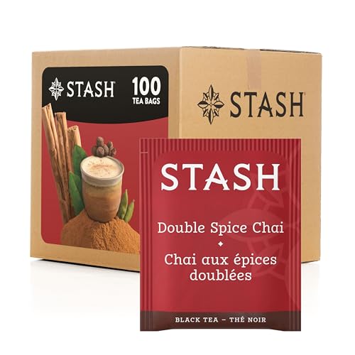 Double Spice Chai Black Tea Bags - 100 Count Bulk Pack, Spicy & Bold