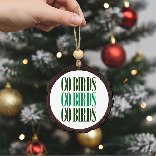 Go Birds Football Wooden Christmas Ornament - Sports Fan Decor Gift