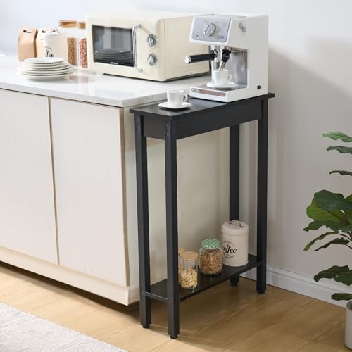 Black Small Console Table with Shelf - Narrow Entryway & Sofa Expansion