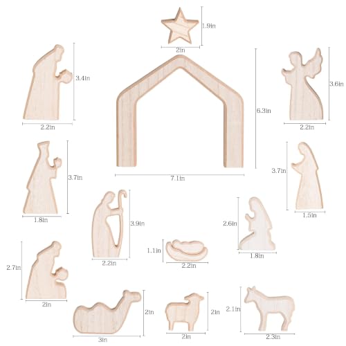 NEROSUN 13Pcs Wooden Nativity Scene Set - Variation: Wooden Nativity Scene