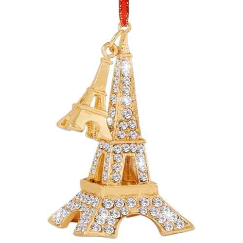 White Eiffel Tower Christmas Ornaments 2025 Metal Hanging Ornaments for Christmas Tree Decorations Romantic French Eiffel Tower Ornament Keepsake Gifts for Women Girls Kids