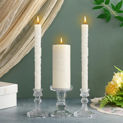 Irenare Delicate Unity Candles Set with Glass Holders for Wedding Ceremony