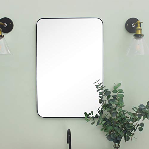 Bathroom Wall Mirror 20x30 Inch Chrome Stainless Steel Frame Rounded Rectangular Vanity Mirror