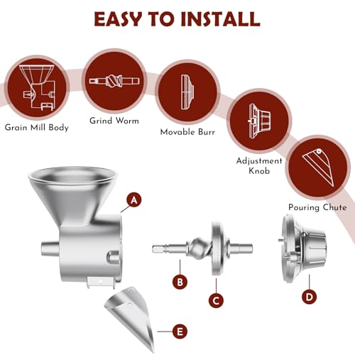 Grain Mill Attachment for KitchenAid Stand Mixer - Adjustable Coarse to Fine Grinding