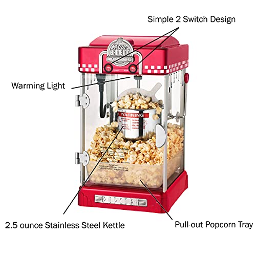 Great Northern Popcorn Little Bambino 2.5oz Red Popcorn Machine - Nostalgic Countertop Design