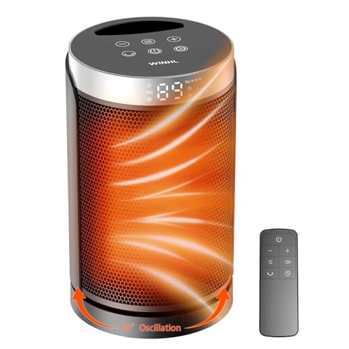 WINHL 9.9'' Portable Space Heater with 70° Oscillation, Remote Control