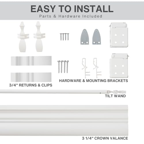 2-Inch Embossed Faux Wood Window Blind - Bright White, 34 x 36 Inches