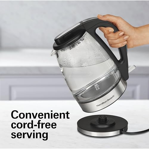 Glass Electric Tea Kettle 1.7L Water Boiler & Heater - Blue LED, Auto Shutoff