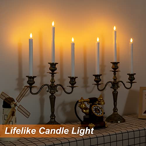 Homemory 6 Pack White Flameless Taper Candles with Remote & Timer - 9.6 Inch LED CandleSticks for Holiday Decor