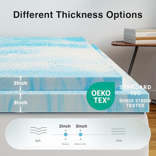 Full 3 Inch Cooling Gel Infused Memory Foam Mattress Topper - Pressure Relief