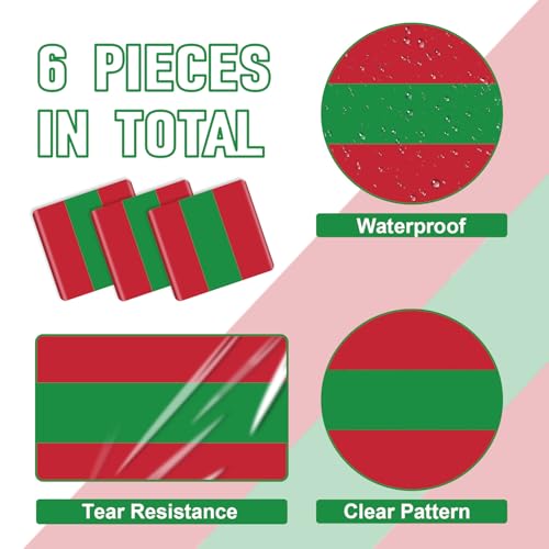 Christmas Table Runner - 6 Pcs Red and Green Striped Runners for Ugly