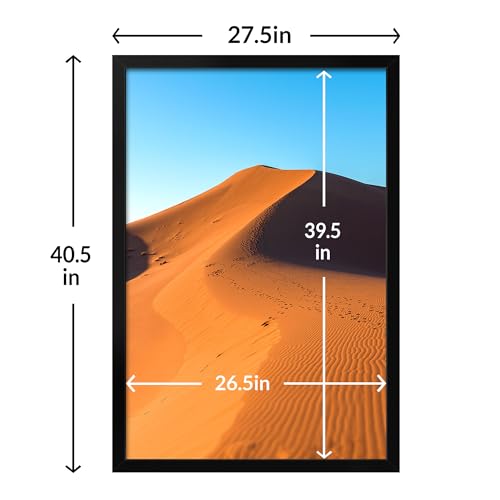 27x40 Black Picture Frame Set - 2 Pack HD Plexiglass Wall Photo Frames
