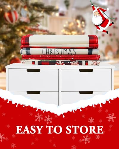 eZAKKA Buffalo Plaid Christmas Table Runner Set of 2 - 72in, Winter Holiday Indoor Decor (Black Tree)