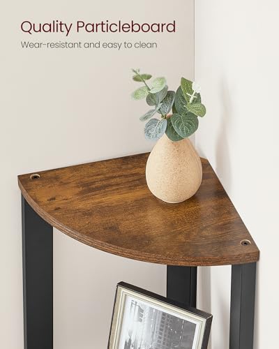 VASAGLE Rustic Brown & Black Corner Ladder Shelf - 4 Tiers, Modern Home Decor