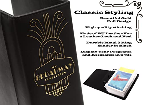 Black/Gold Foil Binder for Theater & Play Program Storage - 30 Sheet Protectors