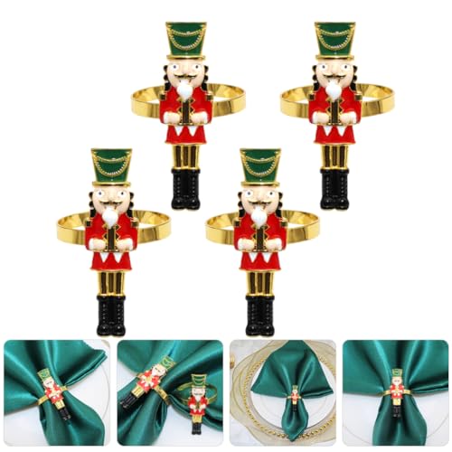 Garneck Nutcracker Napkin Rings Set of 4 - Christmas Table Decor, 6x1.8cm