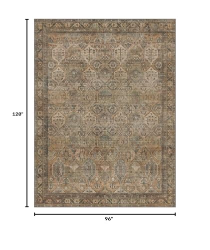 8x10 Taupe Washable Area Rug with Non-Slip Backing for Living Room & Bedroom - Bavni