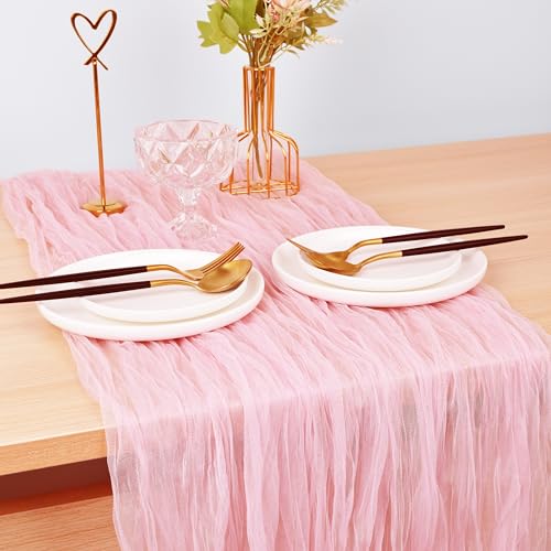 Pink Cheesecloth Table Runner 10ft Fall Wedding Party Decor 4 Pack - Blushing Pink