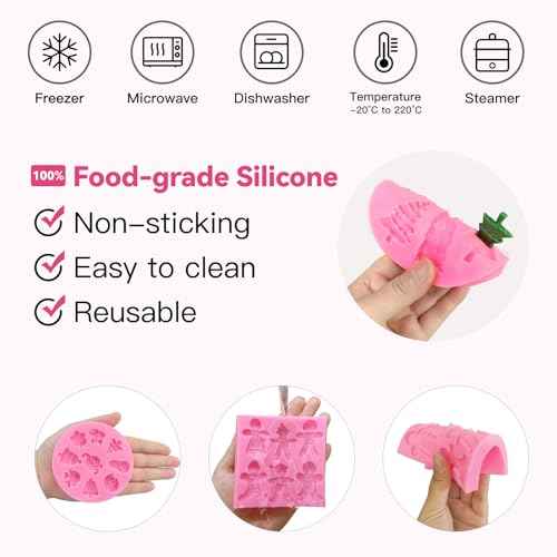 4 Pcs Christmas Silicone Molds 3D Christmas Molds Xmas Tree Santa Gingerbread Man Snowman Reindeer Snowflake Silicone Mold Winter Fondant Molds for DIY Crafts Cupcake Cake Decoration Candy Chocolate