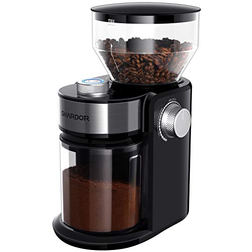 SHARDOR Electric Burr Coffee Grinder 2.0 - Glossy Black, 16 Settings for Espresso & French Press