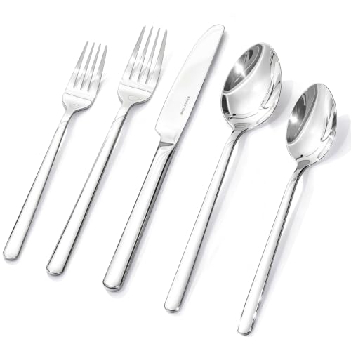 KINGSTONE 40-Piece Silverware Set for 8 - Flatware Flatware Cutlery Set Stainless Steel Modern Design Dishwasher Safe
